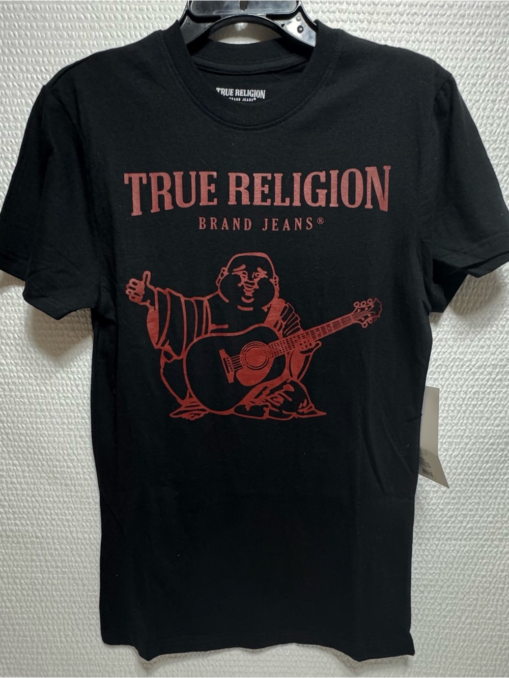 True Religion Men’s Black Graphic Logo T-Shirt with Red Print